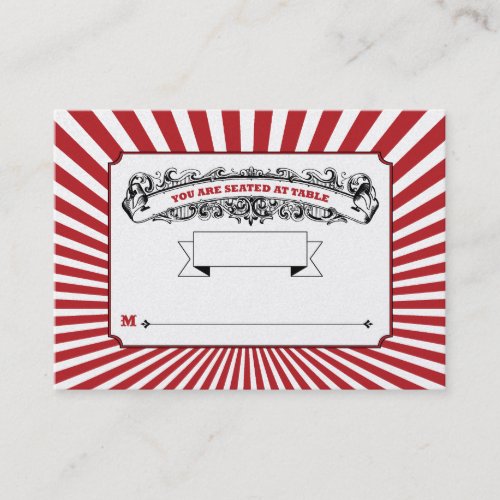 Table  Place Cards Circus Red
