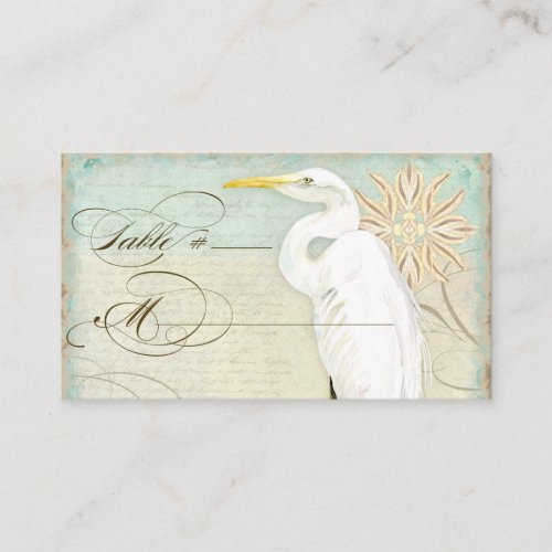 Table Place Setting Card Great Egret Coastal Beach Business Cards