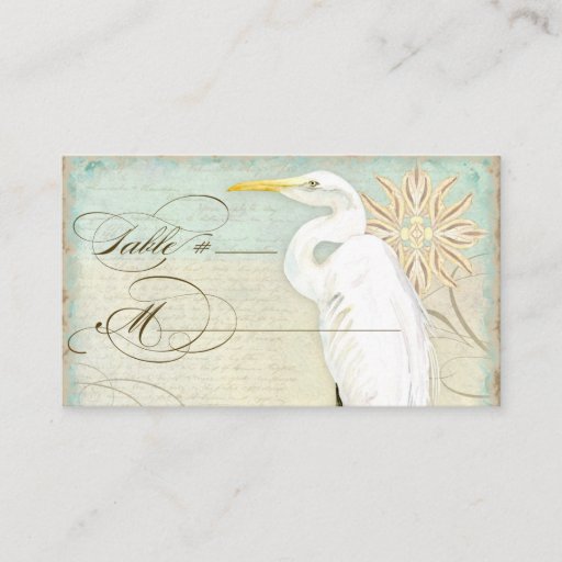 Customizable Table Place Setting Card Great Egret Coastal Beach Business Cards