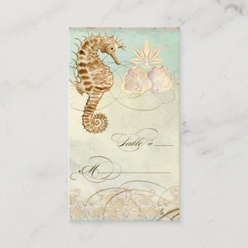 Table Place Setting Card Sea Horse Coastal Beach