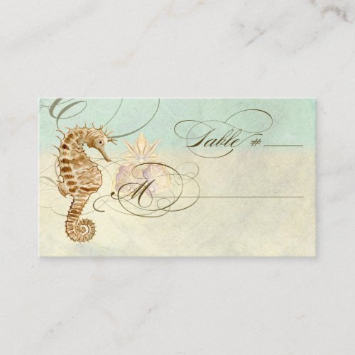 Table Place Setting Card Sea Horse Coastal Beach Business Cards