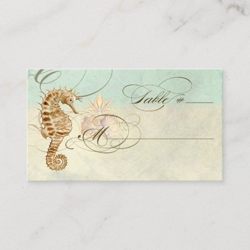 Customizable Table Place Setting Card Sea Horse Coastal Beach Business Cards