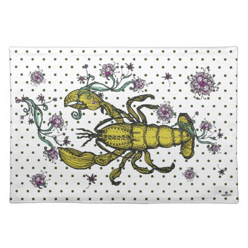 Table Placemat _ Lobster Love in Green Polka Dot