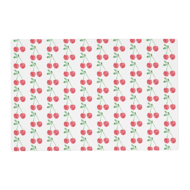 Table Placemat Sweet Red Cherry Delicate Pattern (Front)