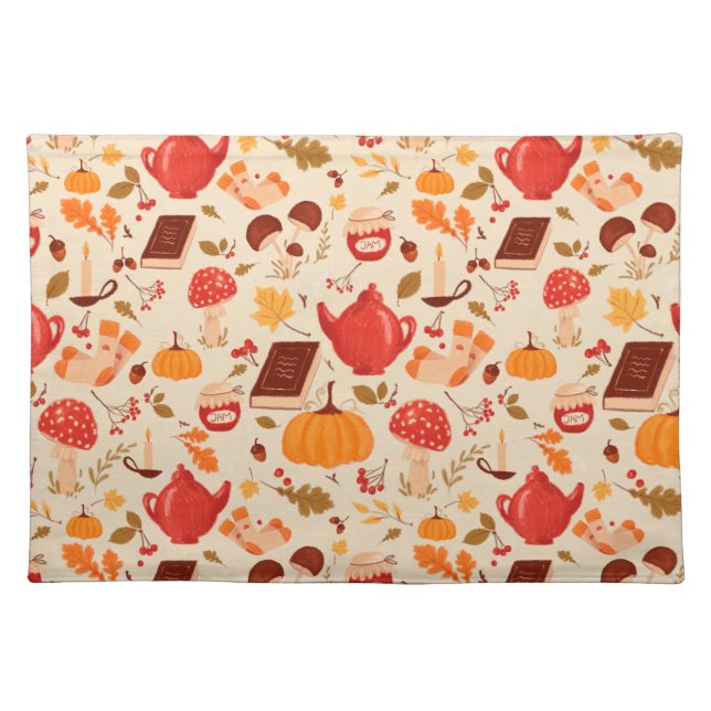Table placement with autumn essentials pattern  cloth placemat (Front)