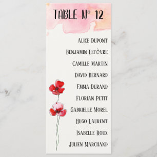 Table plan "Poppies" Menu