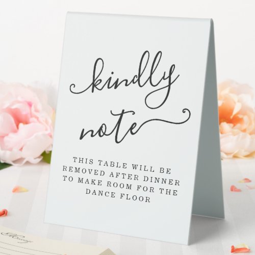 Table Removed After Dinner Make Room for Dancing Table Tent Sign