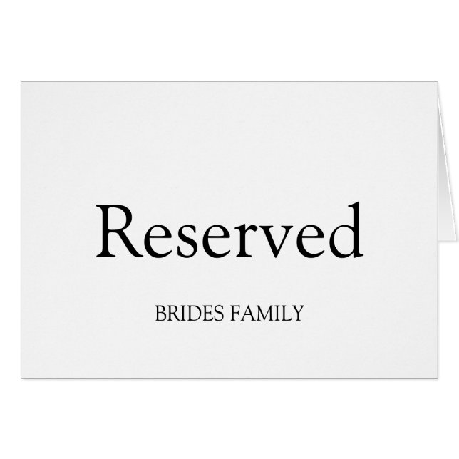 Table Reserved Cards (Front Horizontal)