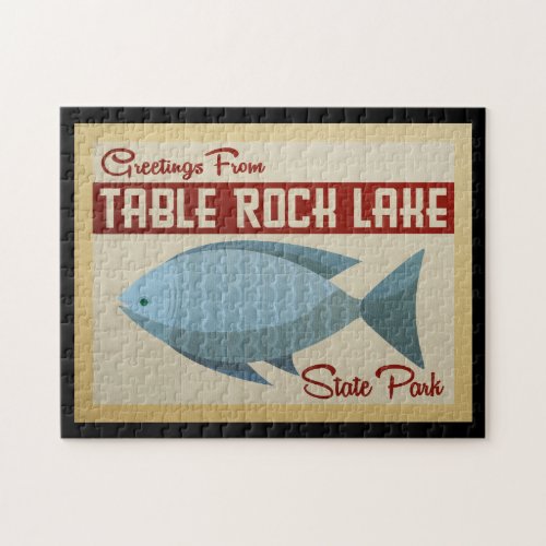 Table Rock Lake Fish Vintage Travel Jigsaw Puzzle