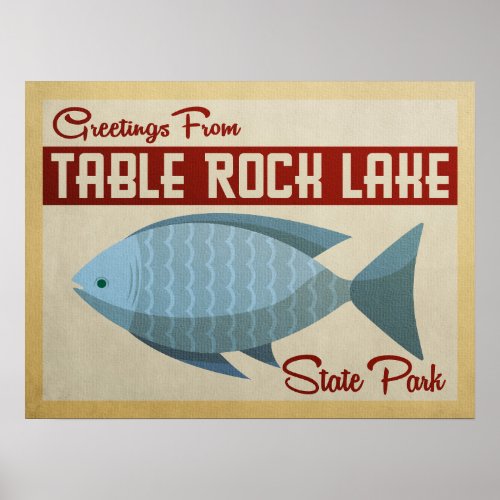 Table Rock Lake Fish Vintage Travel Poster