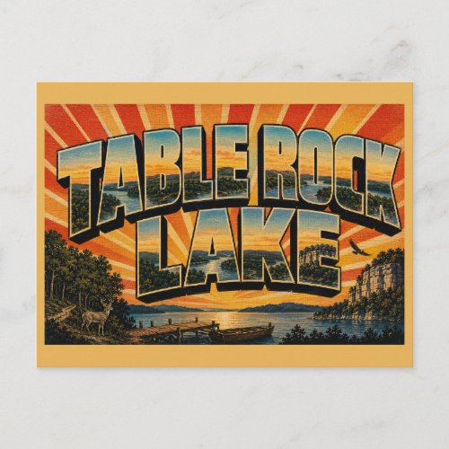 Table Rock Lake Missouri Ozark Lake Bluffs Art Postcard