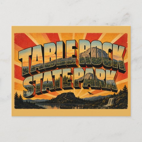 Table Rock State Park SC Granite Dome Lake Art Postcard