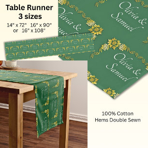 Table Runner Add Names Emerald Green & Gold