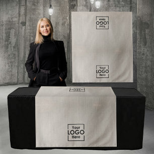 Table Runner Banner Business 2 Logos Faux Linen Tapestry