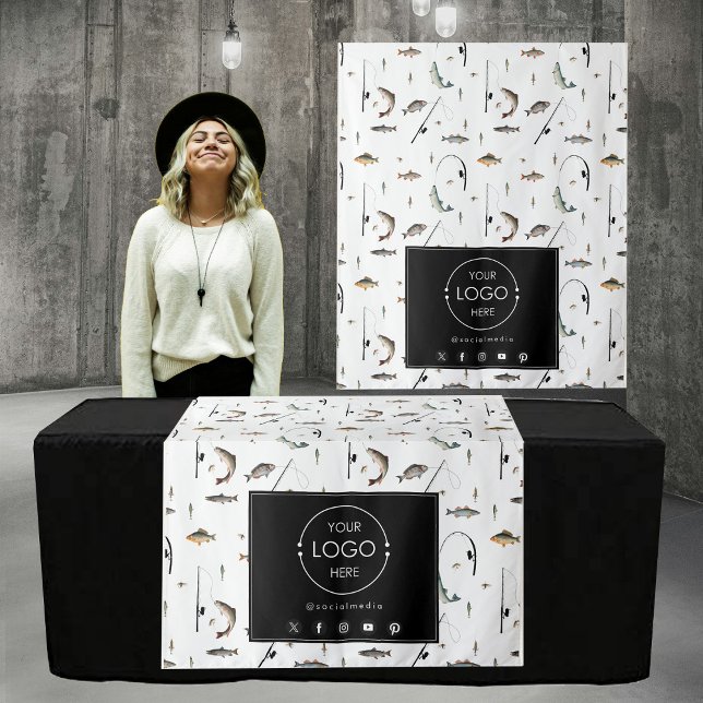 Table Runner Banner Business Logo Fishing Fish Tapestry (Table Runner Banner Business Logo Fishing Fish Tapestry)