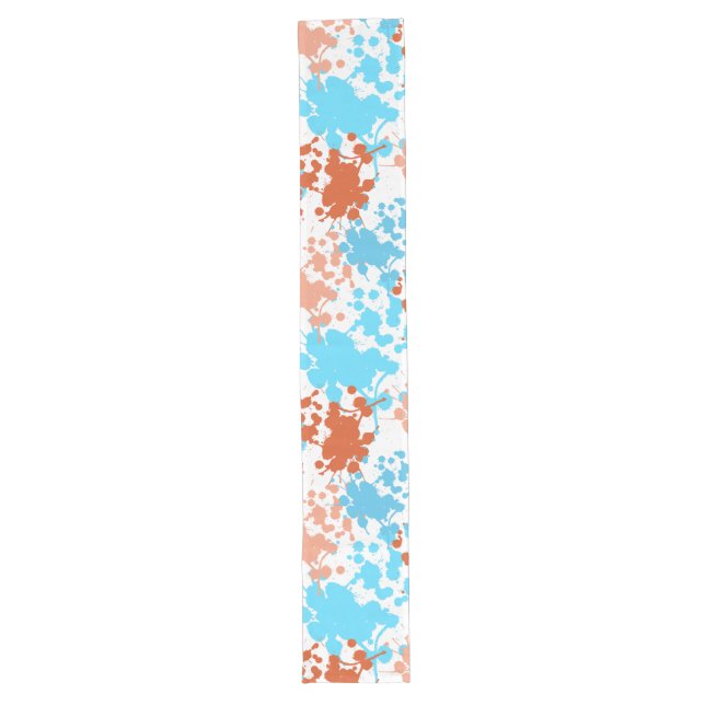 Table Runner, Blue and Orange Splash Design Long Table Runner (Front)