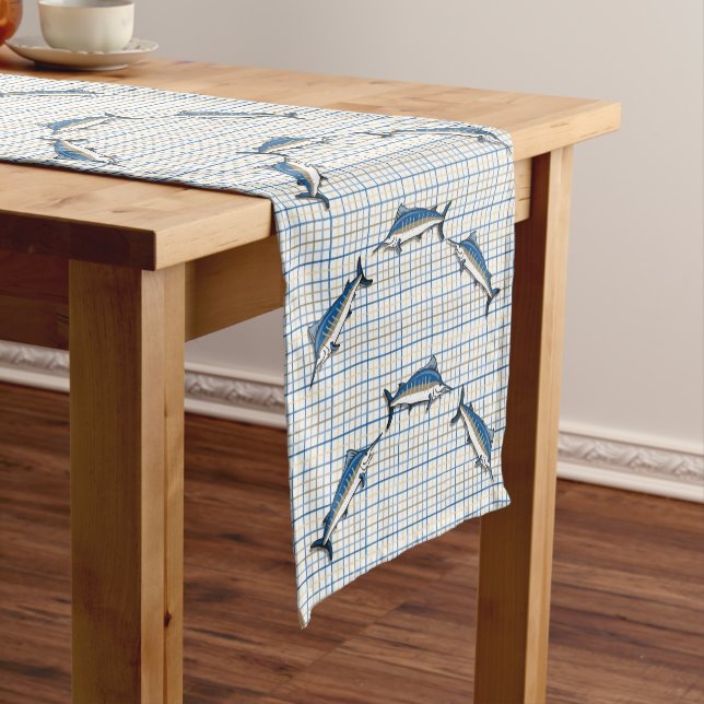 Table Runner - Blue Marlin on Plaid (In Situ)