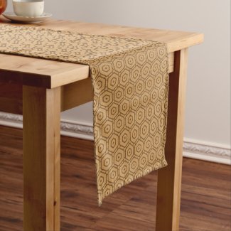 Table Runner - Brown Hexagon Pattern