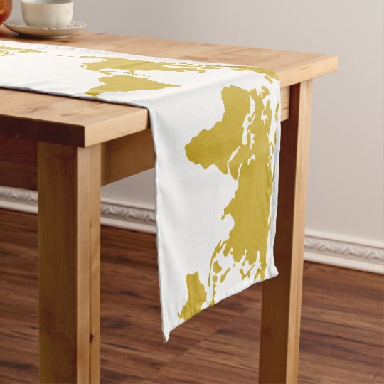 World Map Table Runner Table Runner   Gold World Map | Zazzle.com