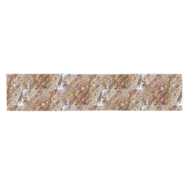 Table Runner- Natural Earth Tones Bead Print Short Table Runner (Horizontal)