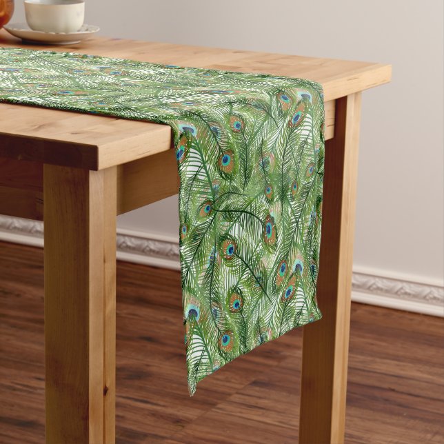 Table Runner-Peacock Feathers Medium Table Runner (In Situ)