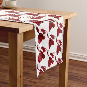 Table Runner-Plaid Moose Short Table Runner