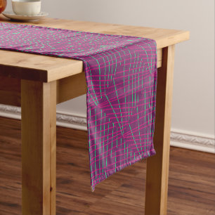Table Runner, Purple, Geometry Lines, Kids Art Long Table Runner