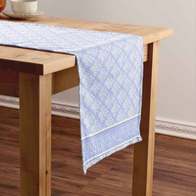 Table Runner - Wedgewood Blue Damask (In Situ)