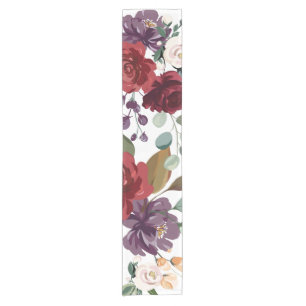 Table Runner White Roses Gold Geometric Flor