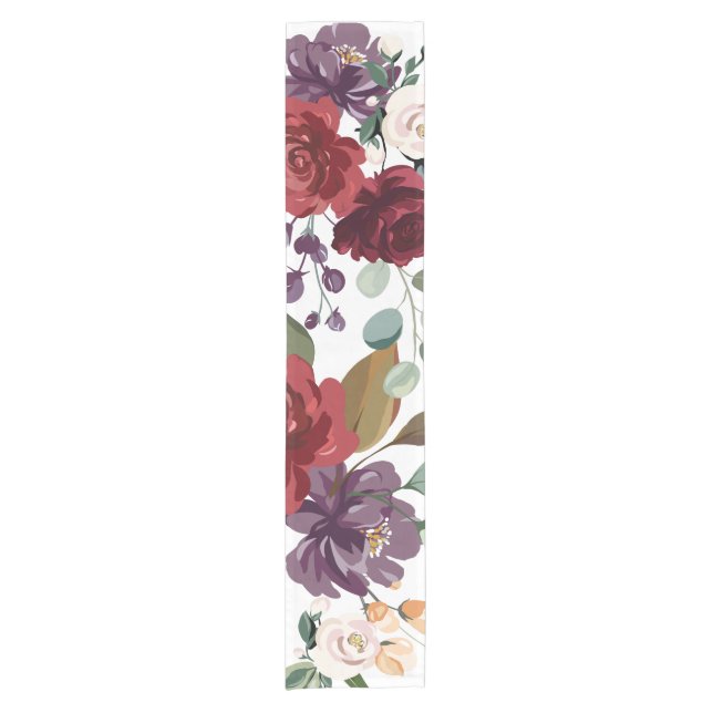 Table Runner White Roses Gold Geometric Flor (Front)