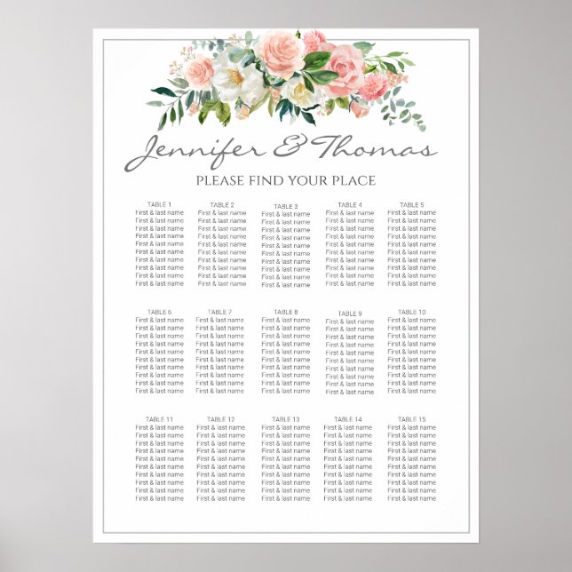 Table Seatig Plans A Magical Rose Garden Poster (Front)