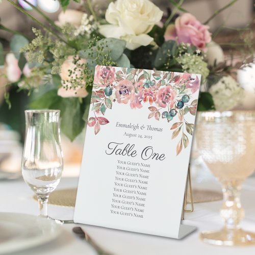 Table Seating Chart Falling in Love Florals Pedestal Sign