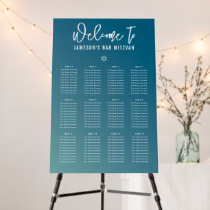 TABLE SEATING CHART modern blue mint gradient Foam Board