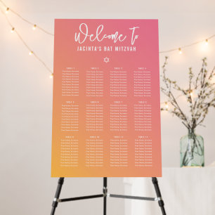 TABLE SEATING CHART modern pink yellow gradient Foam Board