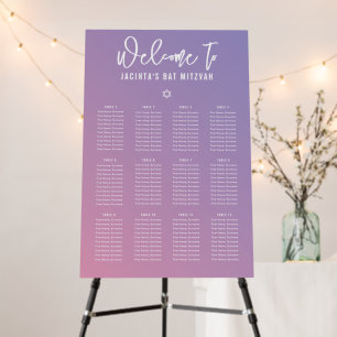 TABLE SEATING CHART modern purple pink gradient Foam Board