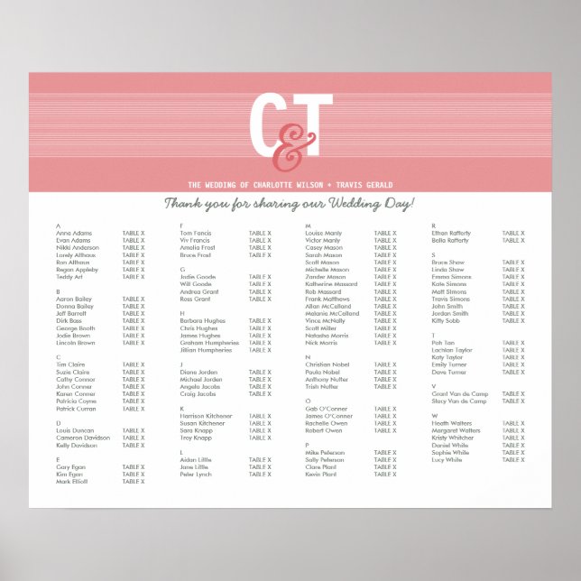 TABLE SEATING PLAN CHART :: modline 1 (Front)