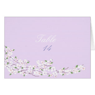 Table Seating Purple And White Cards