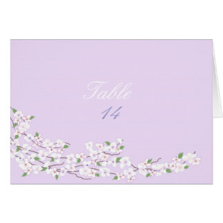 Table Seating Purple And White Cards