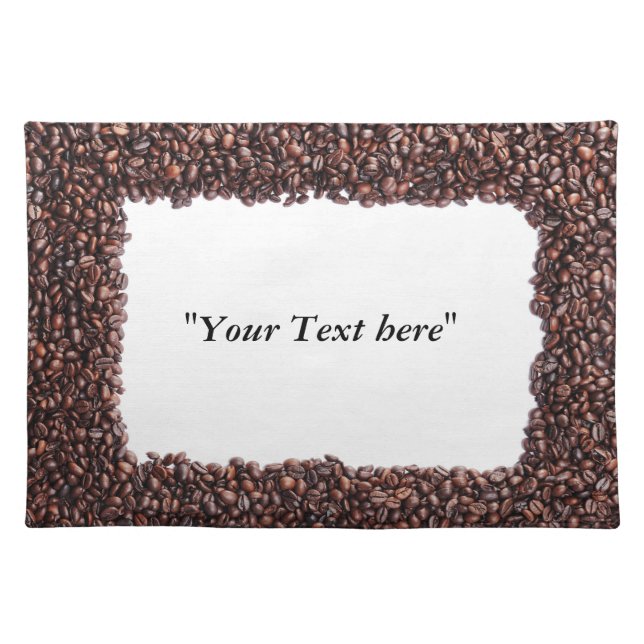 Table set with coffee beans and text box cloth placemat (Front)