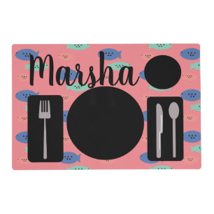 Table Setting Whimisical Fish Learning Place Mat