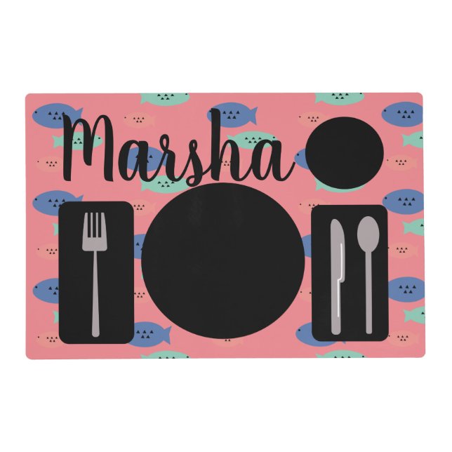 Table Setting Whimisical Fish Learning Place Mat (Front)