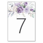 Table Seven Watercolor Purple Floral Wedding Table Number