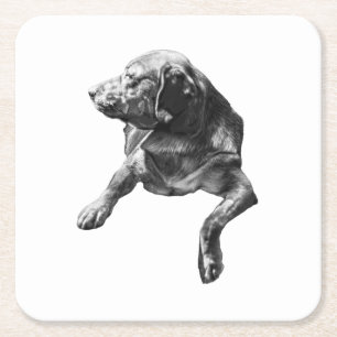 Table-Side Pause, Labrador Square Paper Coaster