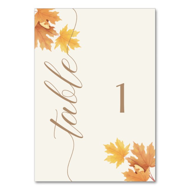 Table Sign – Autumn Fall Baby Shower |  Number (Front)