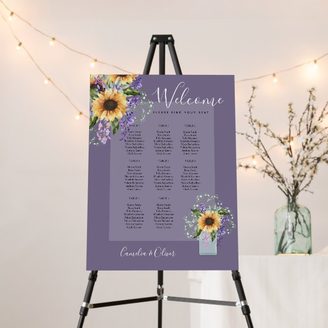  Table Sunflowers Wisteria SEATING CHART Foam Board (In Situ (Stand))