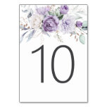 Table Ten Watercolor Purple Floral Wedding Table Number