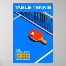 Table Tennis 1998 Finals Poster Retro Sports Art