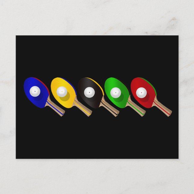 Table Tennis Bat and Ping Pong Ball Sports Postcard (Front)