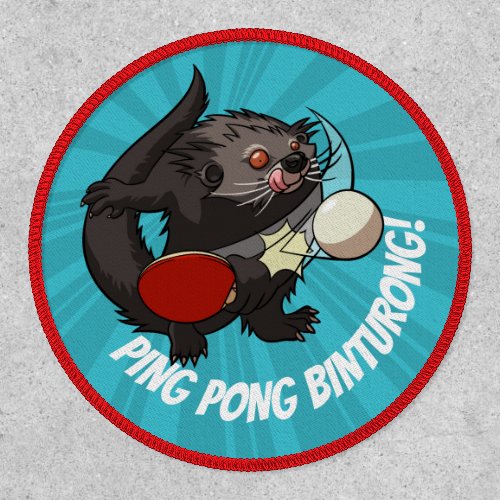 Table Tennis Bearcat Ping Pong Binturong Cartoon Patch