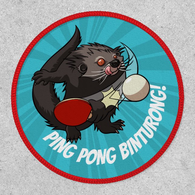 Table Tennis Bearcat Ping Pong Binturong Cartoon Patch (Front)